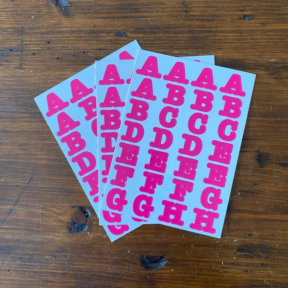 Creative Memories Neon Pink Alphabet Sticker Sheets Block Lettering 3 Pack